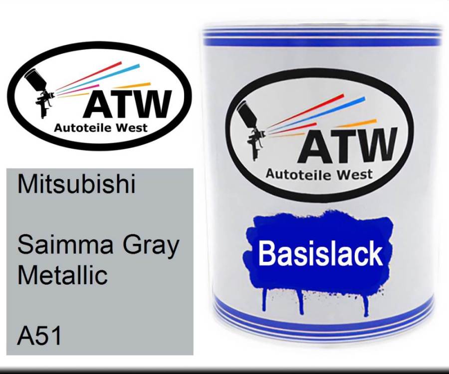 Mitsubishi, Saimma Gray Metallic, A51: 1L Lackdose, von ATW Autoteile West.